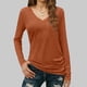thumbnail image 1 of Xuyuer Women's V-Neck Long Sleeve Slim Drape Hem Solid Color Casual Blouse, Flowy T-Shirt Top for Business Casual, Dinner Dates and Elegant Daily Fashion, 1 of 5