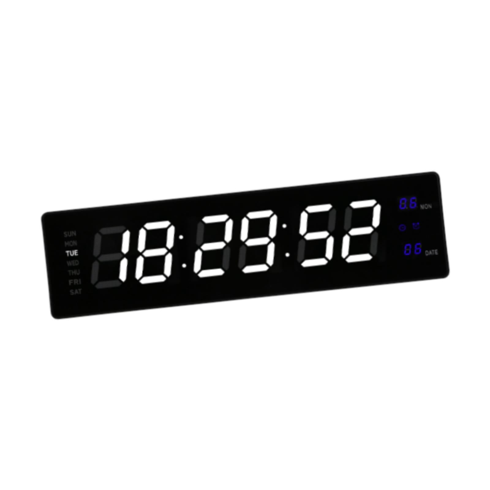 Baoblaze LED Digital Clock Bedroom Display Date Calendar Bar Wall Hanging Alarm Clock White Blue