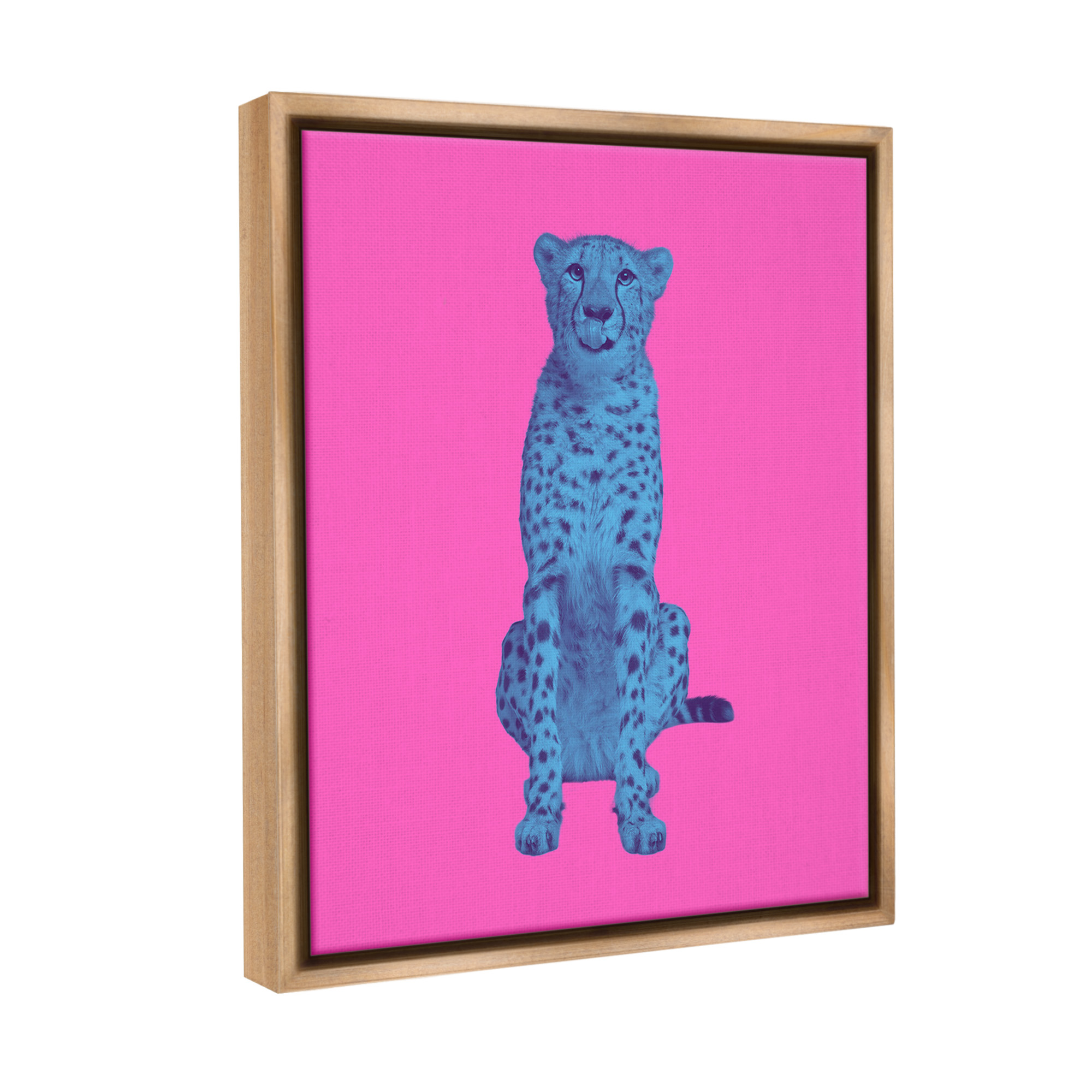 Stupell Industries Leopard on Vivid Pink Animals & Insects Painting Brown Floater Framed Canvas Art Print Wall Art, 17 x 21