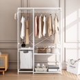 thumbnail image 2 of Glavbiku Portable Wardrobe Clothes Rack with Mesh Storage and Oxford Cloth Storage Bag,White,Adult, 2 of 9