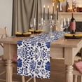 thumbnail image 2 of Blue Spring Floral 70 Inch Table Runner, Summer Flowers Farmhouse Rustic Farmhouse Dresser Scarf Cotton & Linen Tablerunner for Dining/Kitchen Island/Holiday Party Décor 13" x 70", 2 of 9