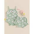 thumbnail image 2 of Niusricy Infant Baby Girls Shorts Outfits 0 3M 6M 12M 18M Newborn Sleeveless Romper Floral Print Cami Jumpsuit with Ruffled Short Pants Toddler Cute Fashion Sweet Comfy 2 Pcs Daily Clothes Set, 2 of 7