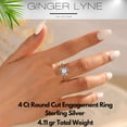 thumbnail image 3 of Solitaire 4Ct Round Cut Engagement Ring for Women Sterling Silver 8A CZ Ginger Lyne Collection - 7,Gold Tone, 3 of 7