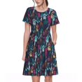 thumbnail image 1 of Bixox Robe d'Été à Manches Courtes pour Femmes Robe Ample Longueur Genou avec Poches-Coloré Attrape-Rêves1, 1 of 7