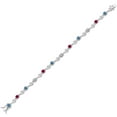 thumbnail image 2 of Gem Stone King 925 Sterling Silver Persian Blue Moissanite and Red Created Ruby and White Lab Grown Diamond Bracelet for Women (2.17 Cttw, Gemstone Birthstone, Round 4MM, 7.5 inch), 2 of 6