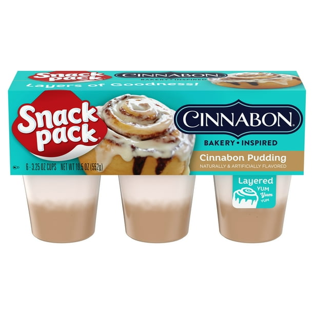 Snack Pack Cinnabon Bakery Inspired Flavored Pudding Cups, 3.25 oz. 6Count