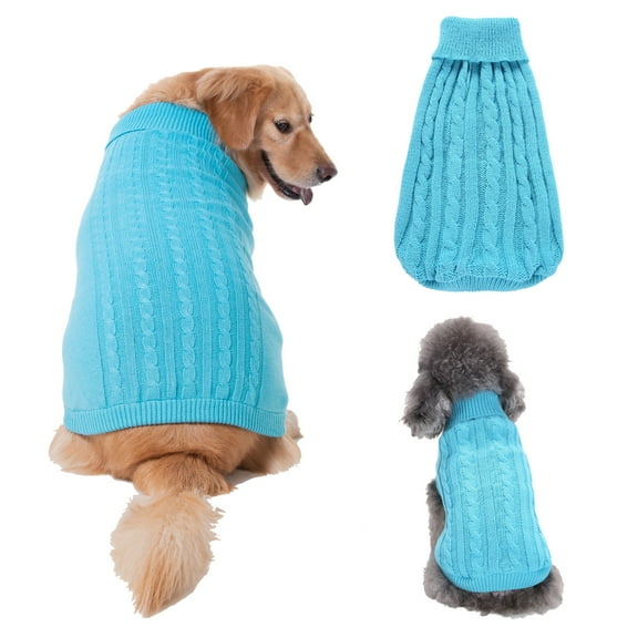 Zhuge Pet Dog Clothes Soft Thickening Warm Shirt Winter Puppy Sweater for Dogs (sky blue, XXL)