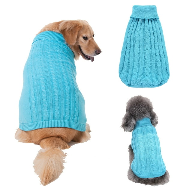 Xiao Hua Ropa para perros, suave, gruesa, cálida, suéter de invierno para cachorros, color azul cielo, talla S