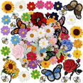 thumbnail image 1 of Parches termoadhesivos RETON, 72 unidades, para ropa, mariposas y flores, 1 of 9