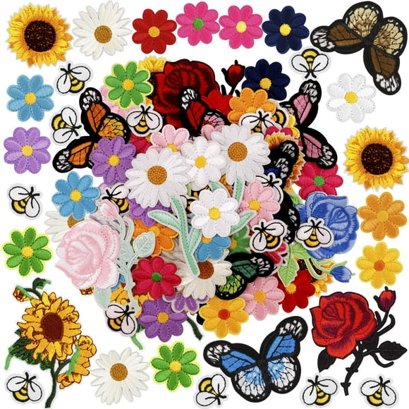Parches termoadhesivos RETON, 72 unidades, para ropa, mariposas y flores