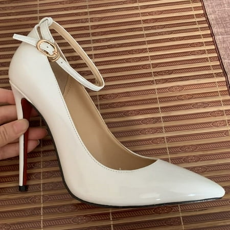 YCNYCHCHY Women Pumps Sexy Black Woman High Heels Elegant Party Heeled Genuine Leather Pointed Toe Luxury Ankle Strap Buckle Shoes