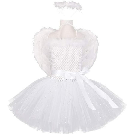 Performance Angel Dress Gauze Skirt Girls Beautiful Party Costume Fashion  Dress with Wing Hair Hoop (White, Suitable for 7/8 Years old) Household  Supplies | Walmart Canada