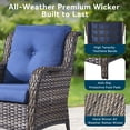 thumbnail image 5 of Gymojoy Wicker Patio Chairs Set of 2, Outdoor Lounge Chairs with Cushions for Porch Balcony Backyard, Grey Wicker and Blue Cushions, 5 of 11