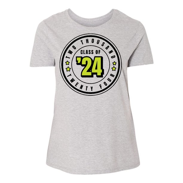 INKtastic Class of 2024 in Black Circle with Stars Women's Plus Size
