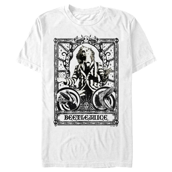 Men's Beetlejuice Black and White Tarot Card Graphic T-Shirt
