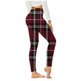 thumbnail image 3 of QATAINLAV Leggings for Women Fashion Plaid Running Yoga Tight Pants Stretch High Waisted Butt Lift Tummy Control Legging Trousers Fall Savings Wine XL, 3 of 7