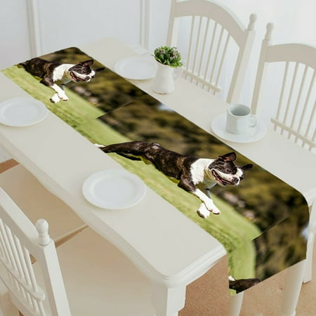 

ECZJNT Running Boston Terrier Running Dog table runner table cloth tea table cloth 14x72 inch