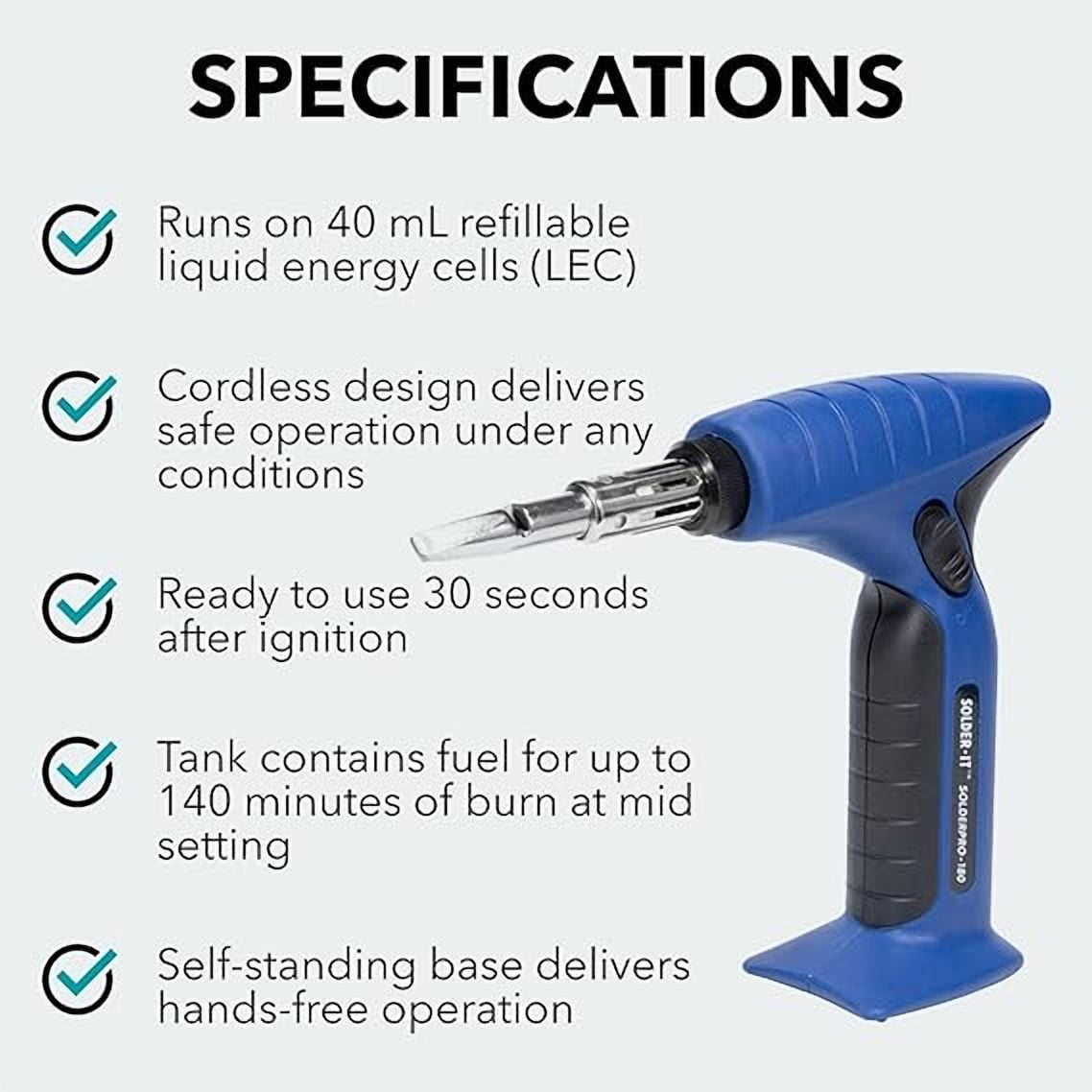 SolderPro 180 Soldering Iron Kit (PRO-180K) | Multi-Function Butane Heat Tool with Tips and Case | Cordless and Portable Soldering Gun | Home Improvement Tools and Soldering Kit Essential