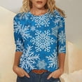 thumbnail image 1 of Pntutb - Camiseta holgada con estampado de moda para mujer, blusa de manga 3/4, cuello redondo, tops casuales Pntutb Pntutb-1924, 1 of 5