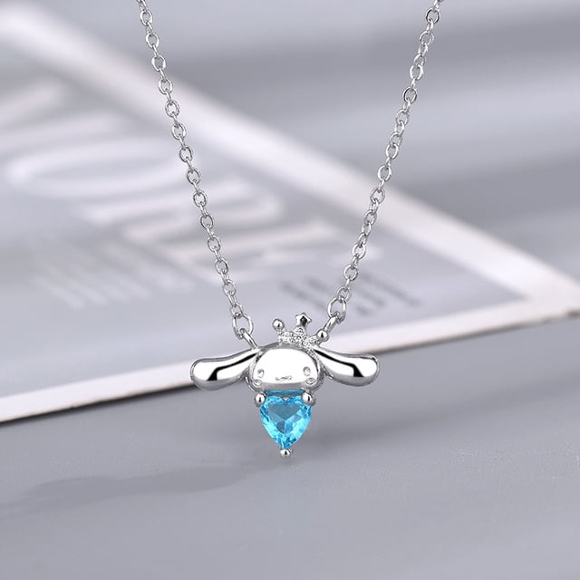 Collar de Hello Kitty Kawaii, anillo de Sanrio con personaje de Anime, cadena de clavícula plateada para parejas, accesorios ajustables, regalo de cumpleaños para mujer Dengxun unisex
