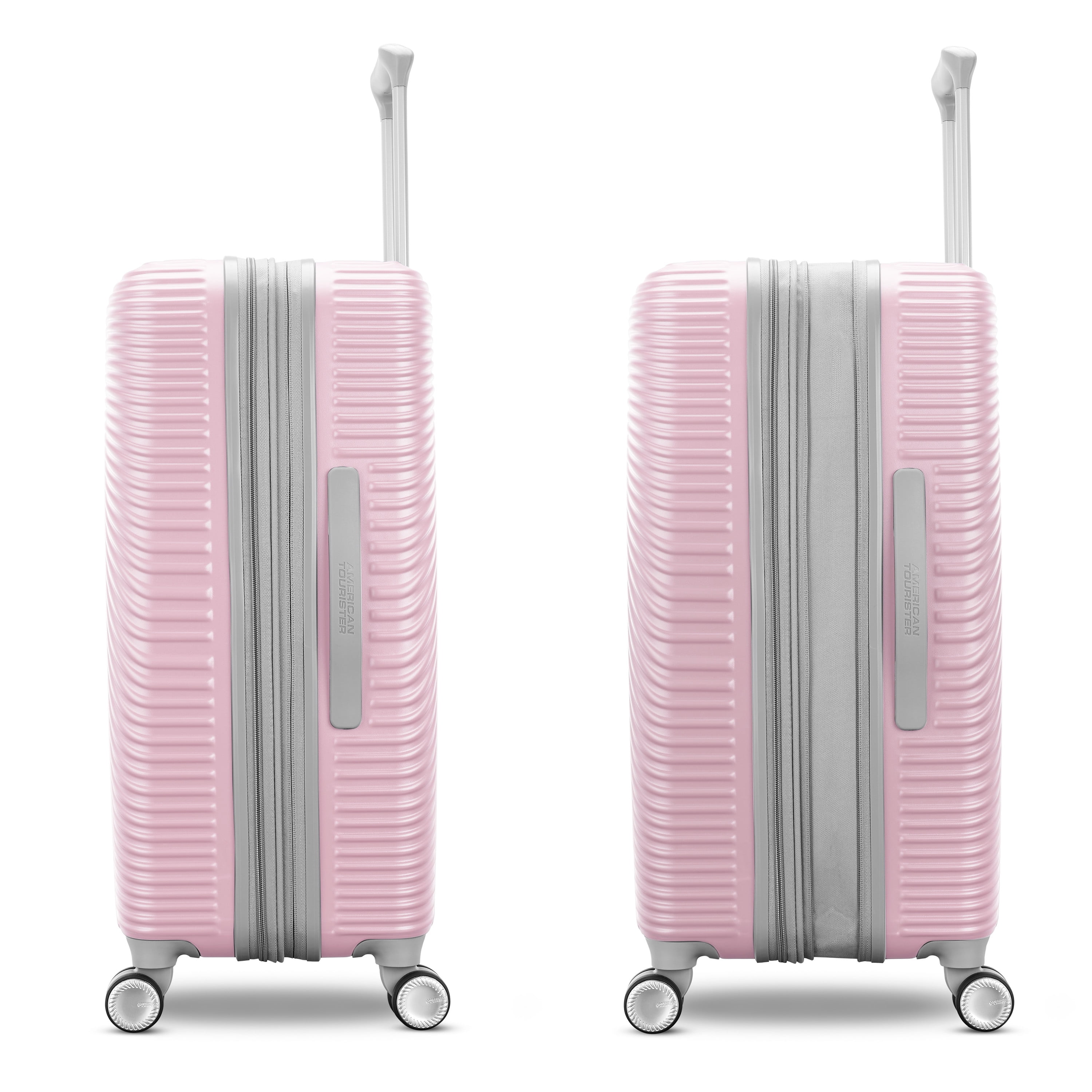 American Tourister Color Waves Light Pink Carry On Expandable Luggage Suitcase with Spinner Wheels, Light Pink