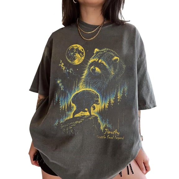 Vintage Jimothy Raccoon T-Shirt for Men and Women, Retro Moon Animal Graphic Tee, Sizes S-3XL