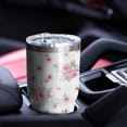 thumbnail image 5 of 30oz Pioneer Flower Floral Print Pattern Tumbler, Double Wall Vacuum Insulated Cup, BPA-Free Leak Proof Lid & Reusable Straws, Hot 12h, Cold 34h, 5 of 6