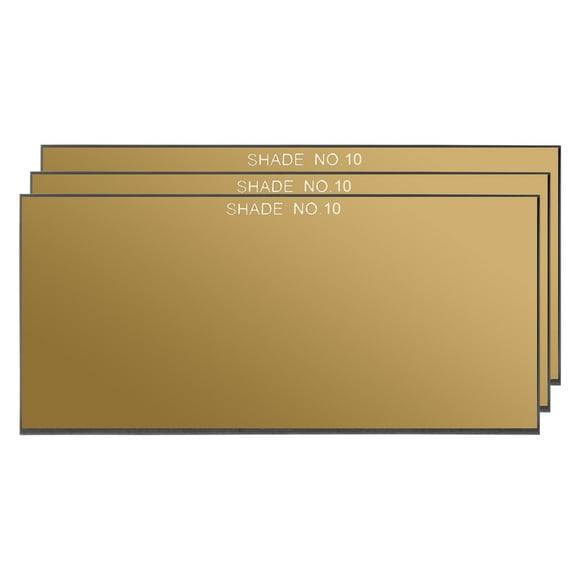 Lente de vidrio de soldadura Uxcell para cascos endurecidos, filtro de oscurecimiento, lente de vidrio de soldadura dorado (10 VIDRIO) 2" x 4.25"
