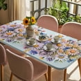 thumbnail image 3 of Watercolor Daisy Table Cloths for 6 Foot Rectangle Tables, Rustic Spring Botanical Flowers Floral Patio Waterproof Elastic Fitted Tablecloths, Washable Rectangular Table Cover for Camping, 3 of 8