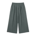 thumbnail image 3 of cocolona Womens Summer Casual Capri Pants Elastic Waist Straight Wide Leg Travel Beach Cropped Pants with Pockets, 3 of 5
