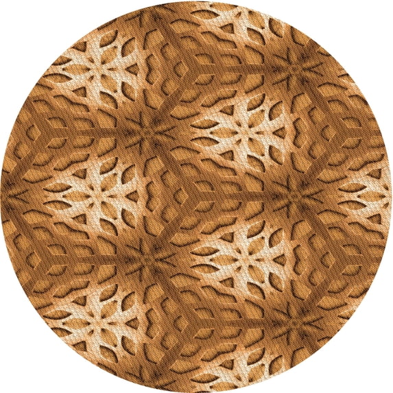 Ahgly Company Indoor Round Patterned Carrot Orange Area Rugs, 6' Round
