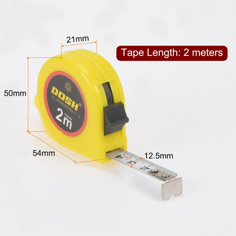 Uxcell 2 Packs Mini Tape Measure 2M Metric Ruler Stainless Steel Measuring  Tape 12.5mm Wide, Yellow ABS Shell 