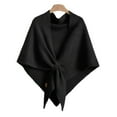 thumbnail image 3 of Soft Knit Triangle Cape Poncho, Winter Chic Shawl Wrap for Women,185*75,8, 3 of 25