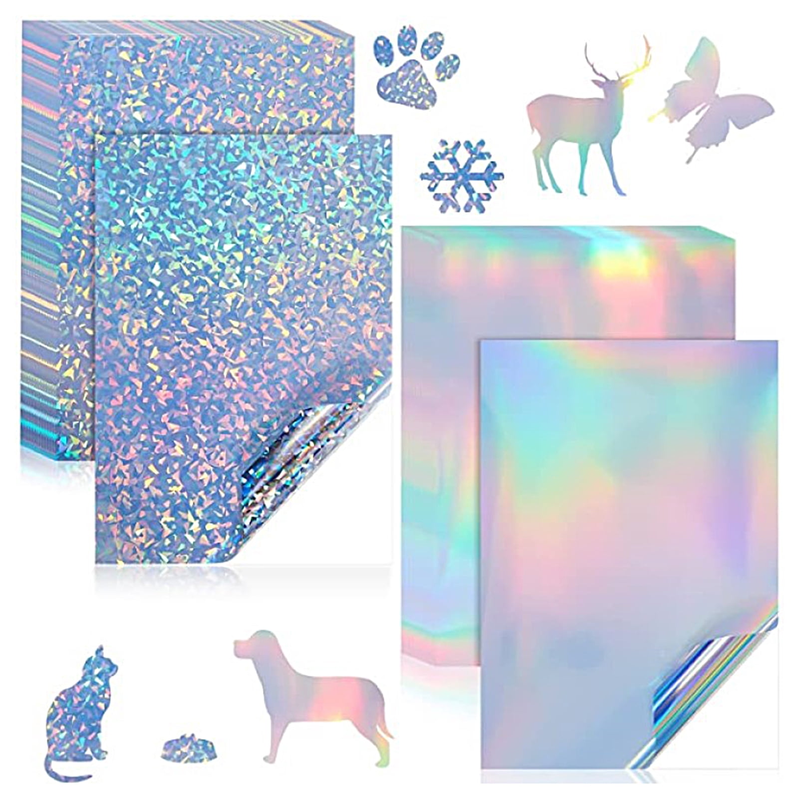 Yoone 10Pcs A4 Sticker Paper Bright Colors Waterproof Quick Drying DIY Transparent Holographic Design Self-adhesive Printed Paper for Gift