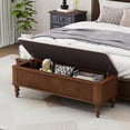 thumbnail image 3 of CQSXDA 50.8-Inch Multi-Functional Storage Ottoman Bench In Solid Rubberwood With Linen Seat For Bedroom And Entryway, 3 of 11