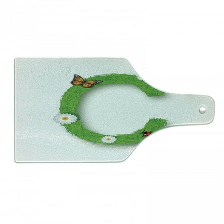 

Letter C Cutting Board Capital C with Grass Greenland Spring Flourishing Nature Themed Character Tempered Glass Cutting and Serving Board Wine Bottle Shape Green Multicolor by Ambesonne