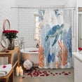 thumbnail image 2 of Sea Corals Turtle Shower Curtains for Bathroom, Summer Beach Sea Stars Washable Fabric Shower Curtain with Hooks Waterproof Bathroom Decor Sets, 60 x 72 Inches, 2 of 9