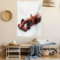thumbnail image 2 of Cars Tapestry, Generic Formula 1 Racing Car Illustration with Special Effect Turbo Motion Auto Print, Wall Hanging for Bedroom Living Room Dorm Decor, 60W X 80L Inches, Red Black, by Ambesonne, 2 of 5