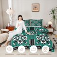 thumbnail image 3 of Manfei Aztec Tribal Twin Comforter Sets, Geometric Diamond Bedding Set, Teal Black Cream, Black Reversible 2pcs, 1 Comforter and 1 Pillowcase, 3 of 6