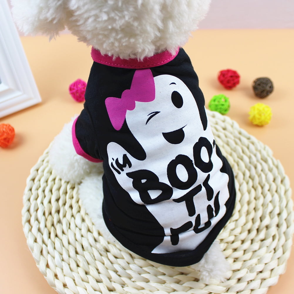 Halloween Pet Dog Cat Puppy Cute Bone Print Short Sleeve Shirt Costume Clothes 