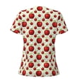 thumbnail image 3 of Goofa Fruit Apples Pattern Womens Deep V Neck Low Cut Tops Casual Summer Short Sleeve Ribbed Knit T-Shirts-Medium, 3 of 5