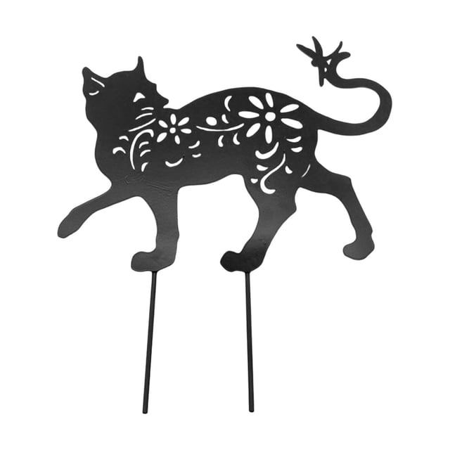 Estatua de gato para jardín, estaca de metal, animal decorativo para jardín, exterior y patio. Estilo C