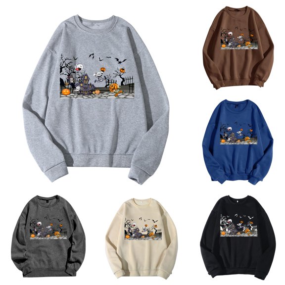 XDZJLR Halloween Sweatshirt For Men Funny Graphic Long Sleeve Crewneck Casual Winter Fall Winter Pullover Tops