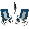 thumbnail image 1 of Gymax Chaise Berçante de Camping Pliante Surdimensionnée Rembourrée Portable pour l'Extérieur Bleu, 1 of 10