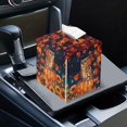 thumbnail image 7 of FUIALDOLG Stylish Tissue Box Holder Fall Sunflower Owl Square Tissue Cube Cover PU Leather Facial Organizer for Bathroom, Tabletop, Car, Night Stands, Office, Home, Kitchen, 5.1''X5.1''X5.5'', 7 of 7