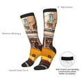 thumbnail image 4 of Xecao Modern Urban Monkey print thigh-high socks, crafted for both men and women with a stretchy, high-opaque design perfect for daily wear, 4 of 6
