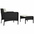 thumbnail image 3 of vidaXL 2 Piece Garden Lounge Set with Cushions Black Poly Rattan, 3 of 5