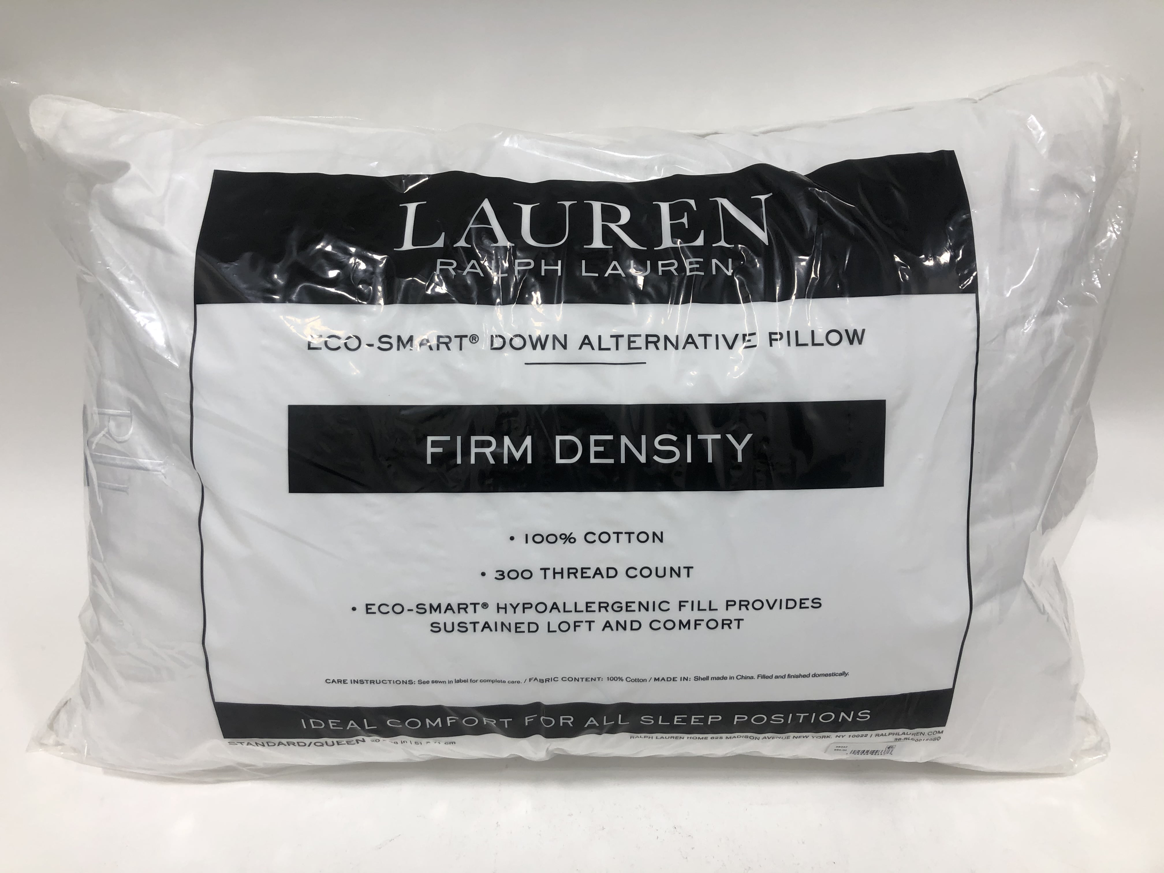 Ralph Lauren Eco-Smart Down Alternative Firm Density Pillow, White Queen -  