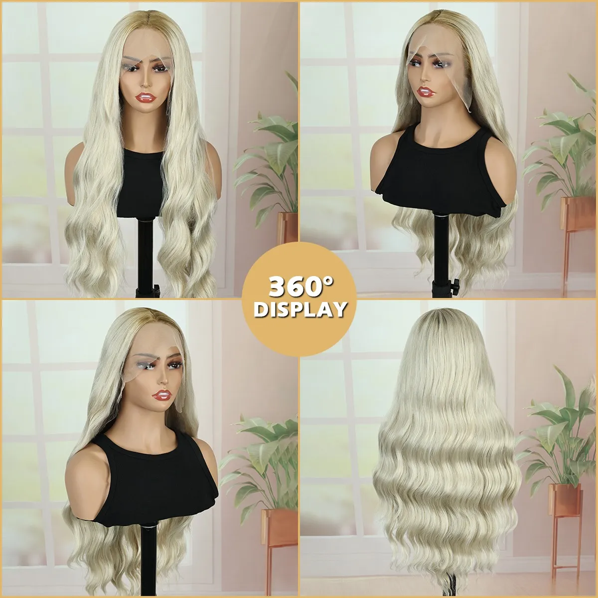 Creamily 30 inch 13*3 Long Blonde Wavy Wigs Glueless HD Lace Front Wigs with Black Root Natural Looking Synthetic Layered Wig for Daily Party Use