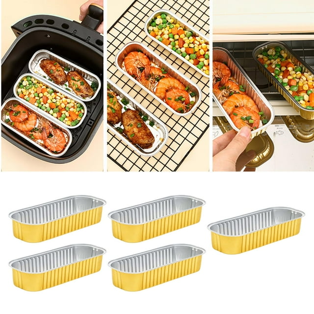 5 Sartenes de Papel de Aluminio, de Alimentos Portátiles Reutilizables a Prueba de Aceite para Almacenar Calefacción Baoblaze Moldes para hornear reutilizables